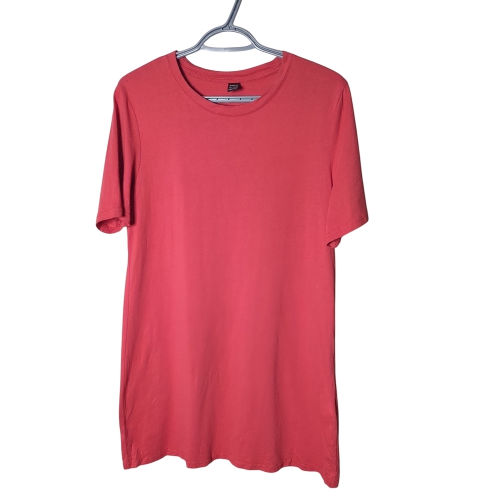 Shein Red/Orange T-Shirt Dress Size Large 100% cotton